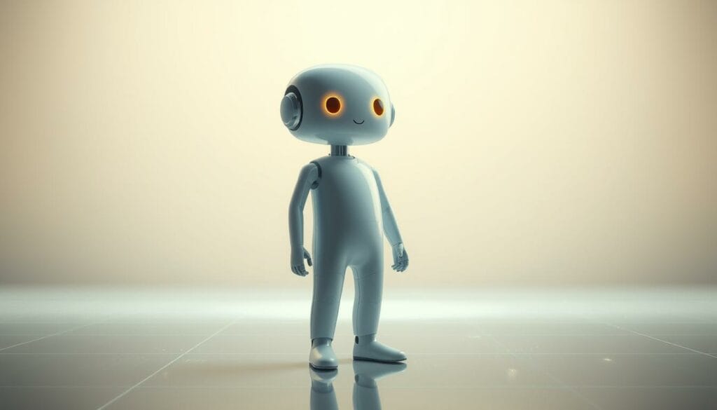 A sleek, modern virtual assistant standing in a minimalist, technology-driven environment. The assistant has a warm, lifelike expression and a stylized, humanoid appearance, integrating seamlessly with the surrounding digital landscape. Soft, diffused lighting illuminates the scene, creating a sense of depth and atmosphere. The background features a blend of abstract geometric patterns and subtle holographic elements, conveying a futuristic, innovation-driven ambiance. The overall composition emphasizes the intelligent and intuitive nature of the virtual assistant, showcasing its potential to revolutionize AI-driven solutions in real-world applications.